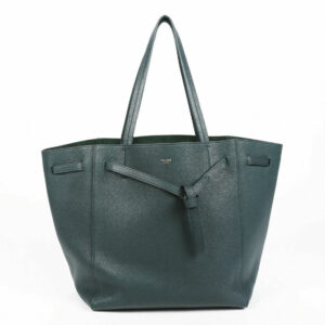 Celine Bag Small Belt Cabas Green Leather Tote