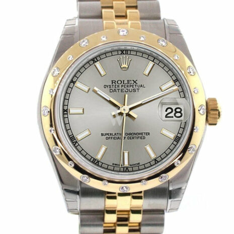  Datejust 31 Silver Dial Diamond Bezel 18K Gold Two Tone Jubilee Ladies 178343 Watch
