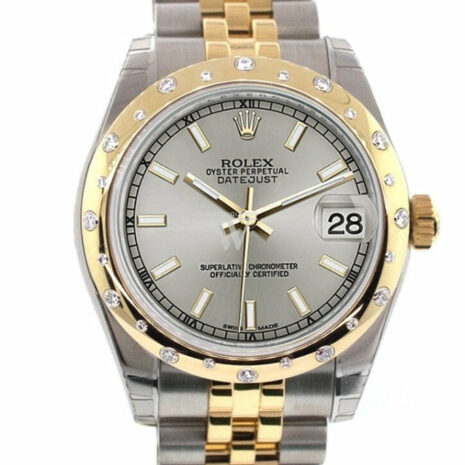  Datejust 31 Silver Dial Diamond Bezel 18K Gold Two Tone Jubilee Ladies 178343 Watch