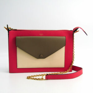 Celine Pink Leather Chain Shoulder Pouch (SHA-41137)