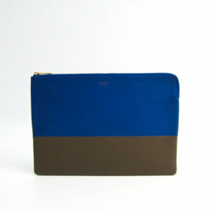Celine Blue/Khaki Leather Clutch (SHA-23426)