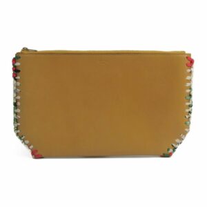 Celine Brown Leather Silk Woven Clutch Bag (SHA-14093)