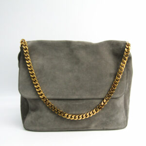 Celine Gray Suede Gourmette Shoulder Bag (SHA-46366)