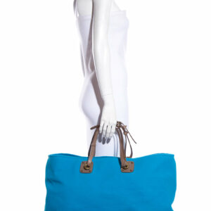 Bottega Veneta Teal Canvas Tote