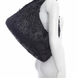 Bottega Veneta Black Intrecciato Leather & Velvet Handbag