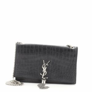 Classic Monogram Tassel Crossbody Bag Crocodile Embossed Leather Medium