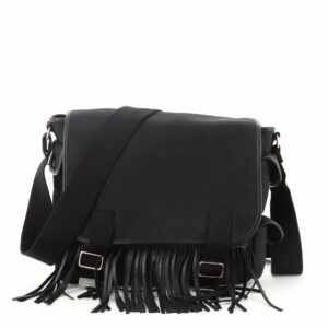 Fringe Flap Messenger Bag Canvas with Leather Medium