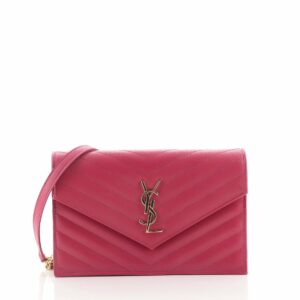 Classic Monogram Wallet on Chain Matelasse Chevron Leather Small