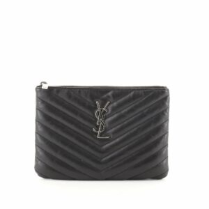 Classic Monogram Zip Pouch Matelasse Chevron Leather Small