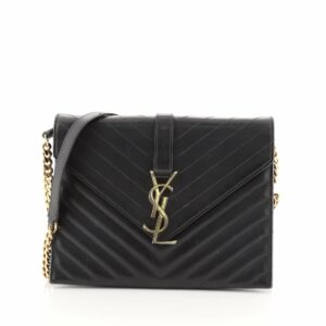Classic Monogram Envelope Chain Bag Matelasse Chevron Leather Medium