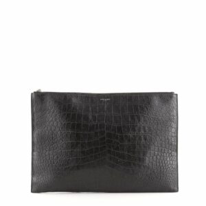 Classic Monogram Zip Pouch	Crocodile Embossed Leather	Large