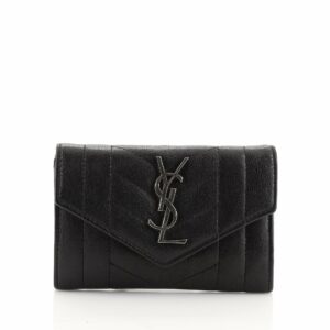 Classic Monogram Flap Wallet Matelasse Chevron Leather Small