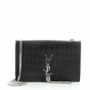 Classic Monogram Tassel Crossbody Bag Crocodile Embossed Leather Medium