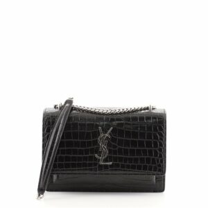 Sunset Chain Wallet Crocodile Embossed Leather