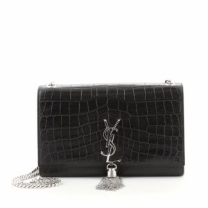 Classic Monogram Tassel Crossbody Bag Crocodile Embossed Leather Medium