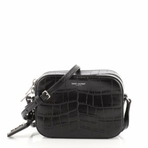 Camera Bag Crocodile Embossed Leather Small
