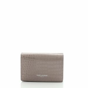 Trifold Wallet Crocodile Embossed Leather