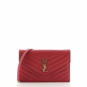 Classic Monogram Wallet on Chain Matelasse Chevron Leather Small