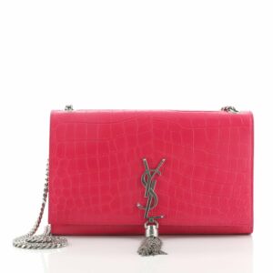 Classic Monogram Tassel Crossbody Bag Crocodile Embossed Leather Medium