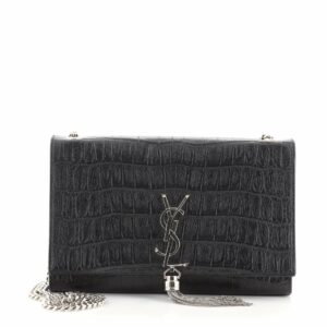 Classic Monogram Tassel Crossbody Bag Crocodile Embossed Leather Medium
