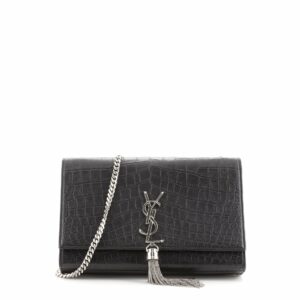 Classic Monogram Tassel Crossbody Bag Crocodile Embossed Leather Medium