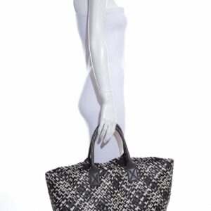 Bottega Veneta Black White & Grey Intrecciato Medium Cabat  Tote