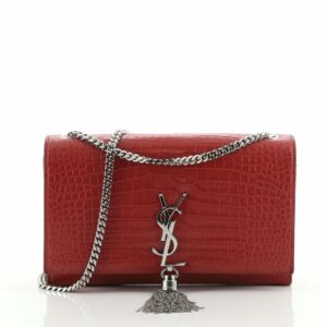 Classic Monogram Tassel Crossbody Bag Crocodile Embossed Leather Medium