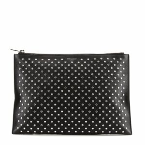 Zip Pouch Crystal Embellished Leather Medium