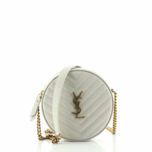 Vinyle Round Camera Bag Matelasse Chevron Leather
