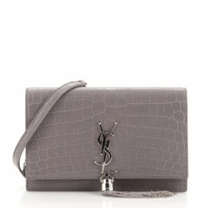 Classic Monogram Tassel Chain Wallet Crocodile Embossed Leather