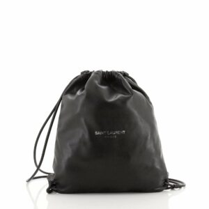 Teddy Drawstring Backpack Leather Large