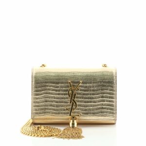 Classic Monogram Tassel Crossbody Bag Crocodile Embossed Leather Small
