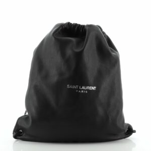 Teddy Drawstring Backpack Leather Large