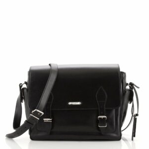 Double Buckle Messenger Leather Medium
