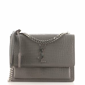 Sunset Crossbody Bag Crocodile Embossed Leather Medium