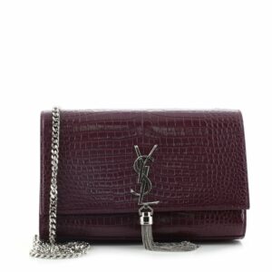 Classic Monogram Tassel Crossbody Bag Crocodile Embossed Leather Medium