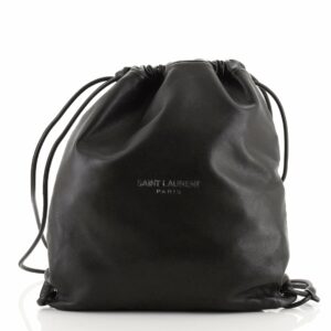 Teddy Drawstring Backpack Leather Large