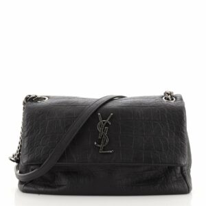 West Hollywood Shoulder Bag Crocodile Embossed Leather Medium