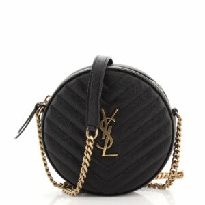 Vinyle Round Camera Bag Matelasse Chevron Leather