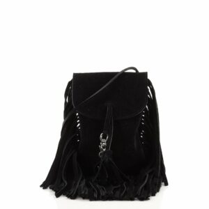 Anita Flat Fringe Crossbody Bag Suede Mini
