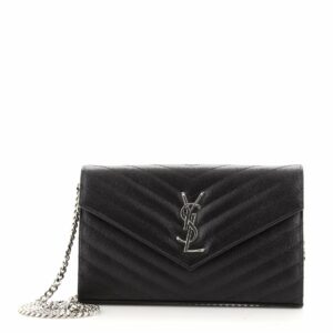 Classic Monogram Wallet on Chain Matelasse Chevron Leather Medium