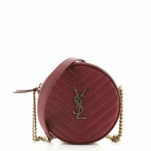 Vinyle Round Camera Bag Matelasse Chevron Leather