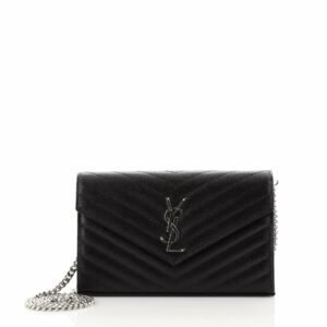 Classic Monogram Wallet on Chain Matelasse Chevron Leather Medium