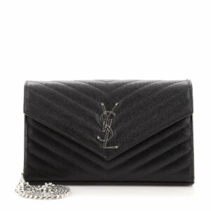 Classic Monogram Wallet on Chain Matelasse Chevron Leather Medium