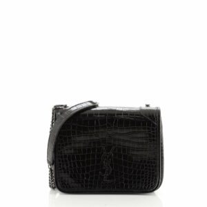 Niki Wallet On Chain Crocodile Embossed Leather