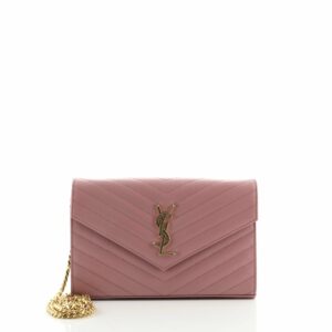 Classic Monogram Wallet on Chain Matelasse Chevron Leather Medium