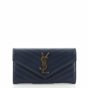Classic Monogram Flap Wallet Matelasse Chevron Leather Large