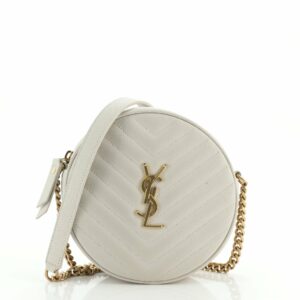 Vinyle Round Camera Bag Matelasse Chevron Leather
