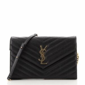 Classic Monogram Wallet on Chain Matelasse Chevron Leather Medium