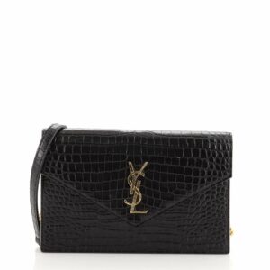 Classic Monogram Wallet on Chain Crocodile Embossed Leather Small